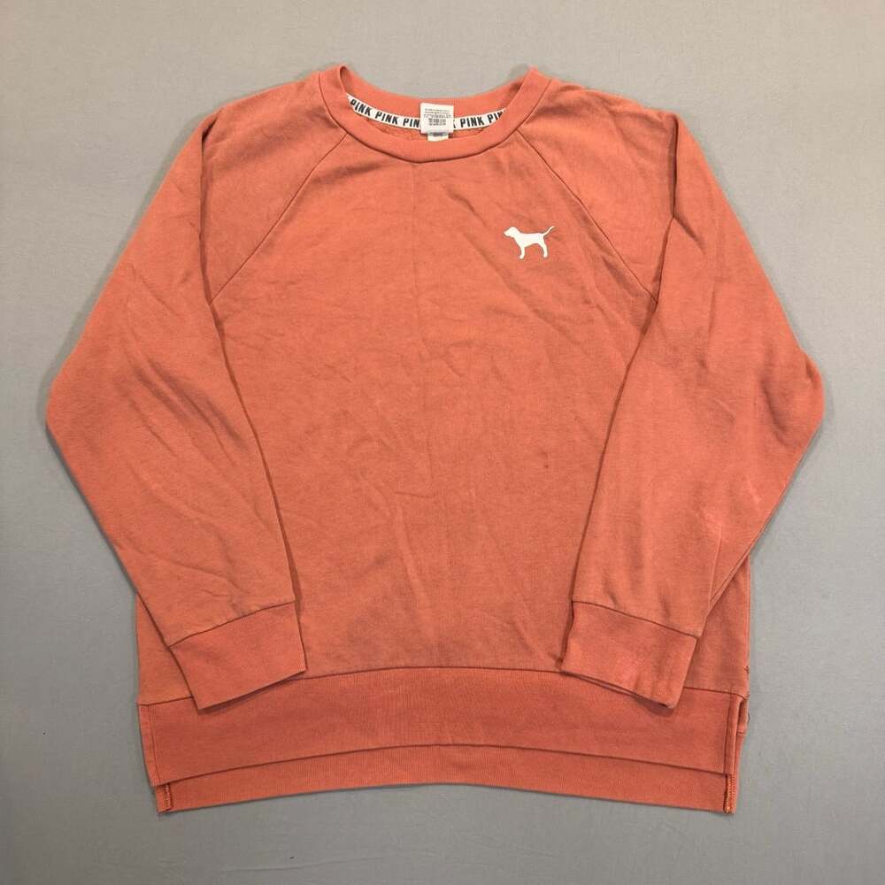 Victoria's Secret PINK Sweatshirt Size S Coral Dog Wreath Logo